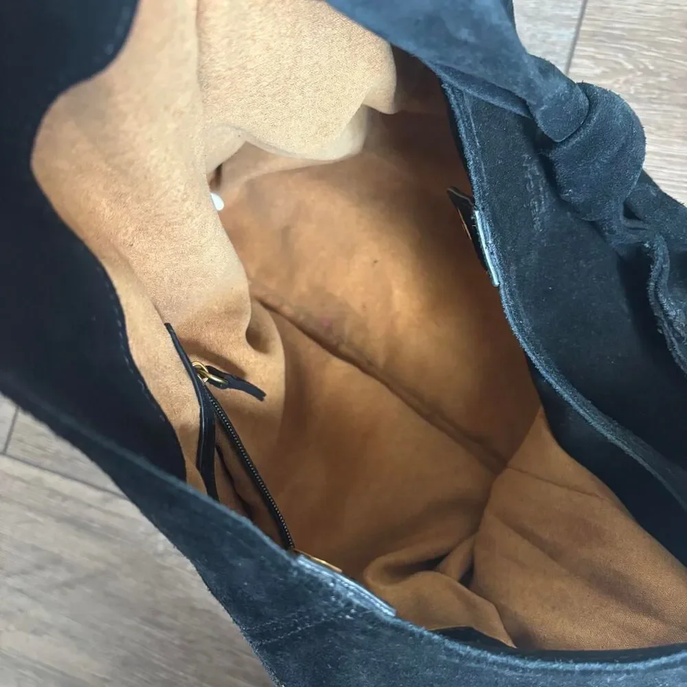 American Leather black leather hobo tote bag